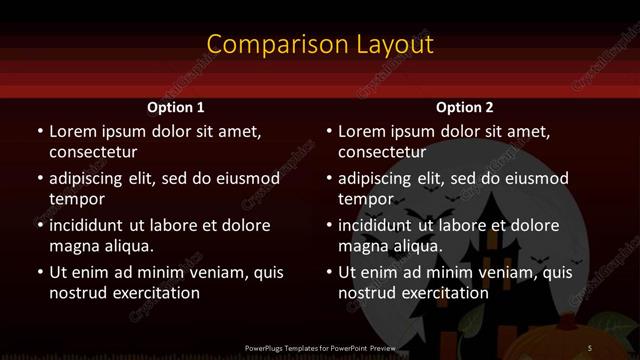 Comparison presentation slide layout