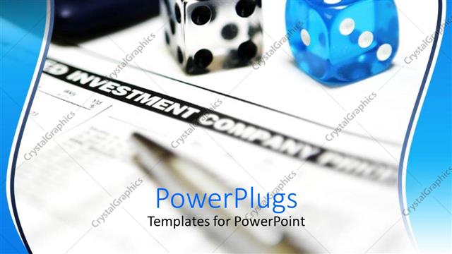  Presentation with investment - Two dices of different colors with white background