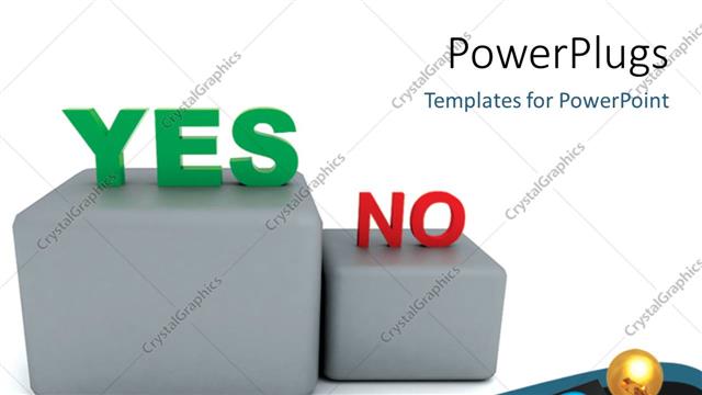  Presentation with yes - Two dices with different options and place for text