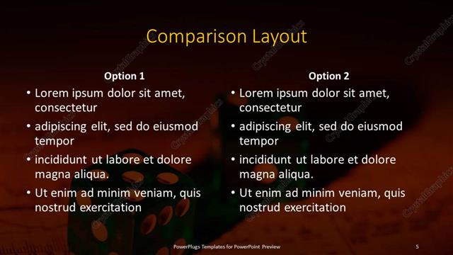 Comparison presentation slide layout