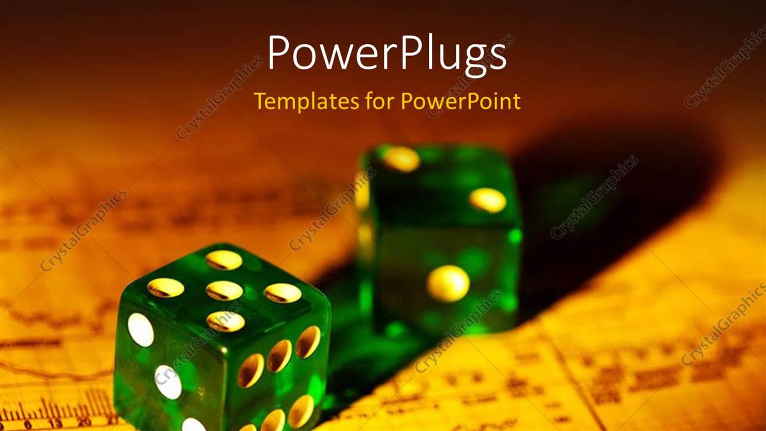 Featuring Two Dices with  Financial Report in the Background