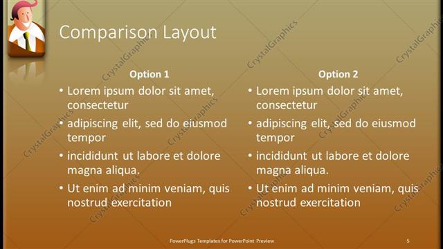 Comparison presentation slide layout