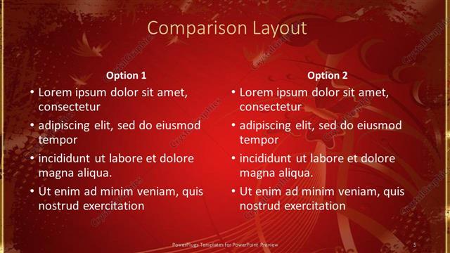 Comparison presentation slide layout