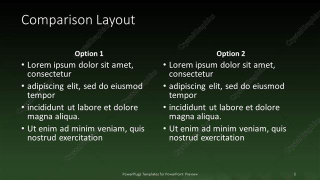 Comparison presentation slide layout