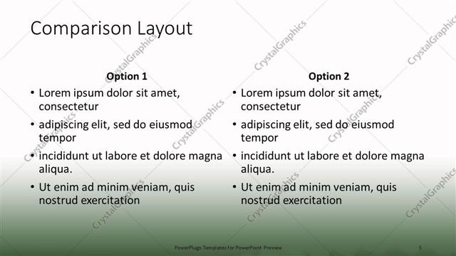 Comparison presentation slide layout