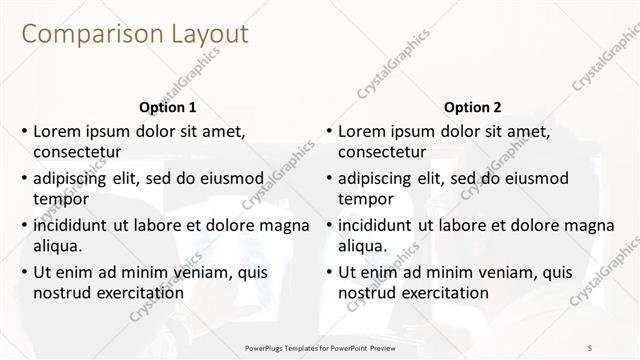 Comparison presentation slide layout