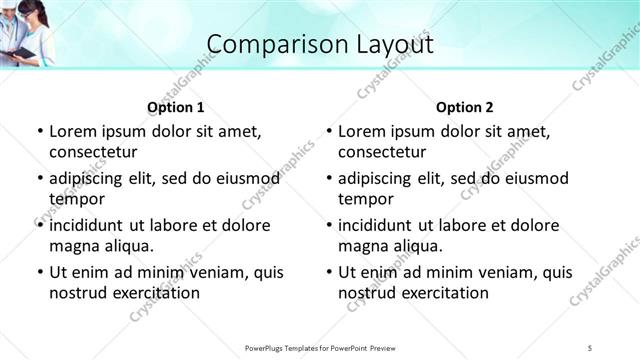 Comparison presentation slide layout