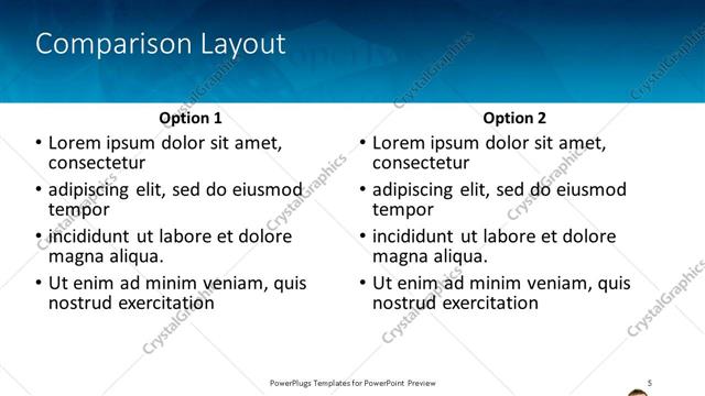 Comparison presentation slide layout