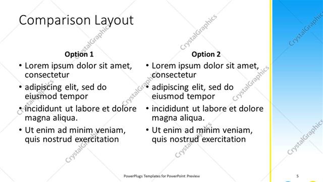 Comparison presentation slide layout