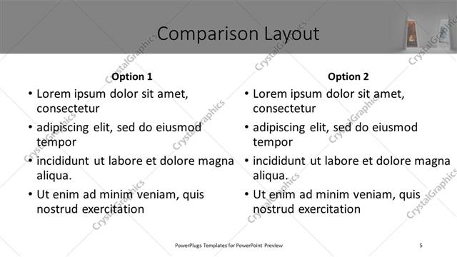 Comparison presentation slide layout