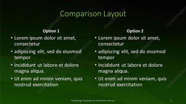 Comparison presentation slide layout