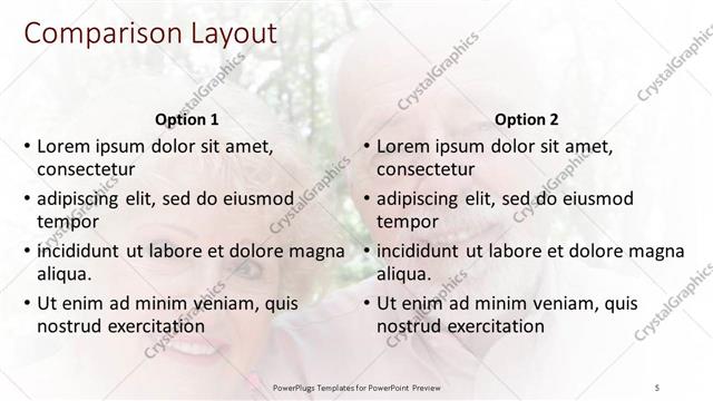 Comparison presentation slide layout