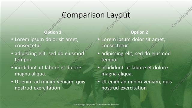 Comparison presentation slide layout