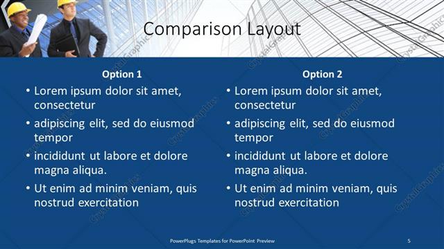 Comparison presentation slide layout