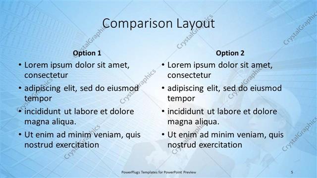 Comparison presentation slide layout