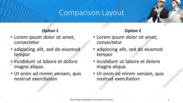 Comparison presentation slide layout