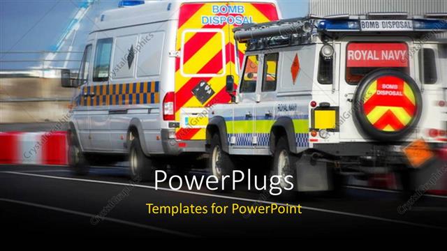  Presentation with naval - Two fast moving Naval ambulances on a tarred road