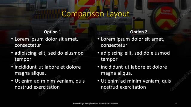 Comparison presentation slide layout
