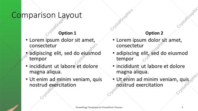 Comparison presentation slide layout