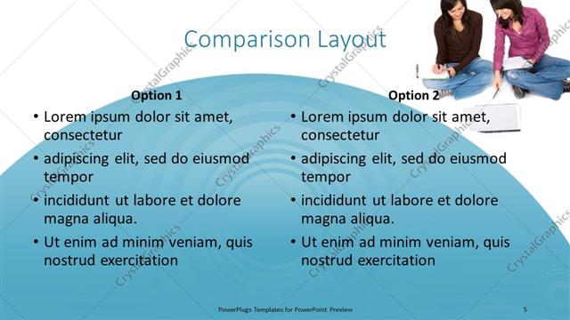 Comparison presentation slide layout