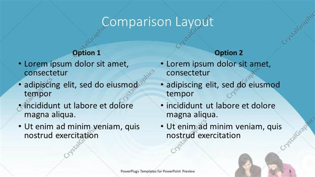 Comparison presentation slide layout