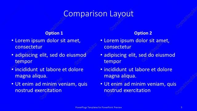 Comparison presentation slide layout