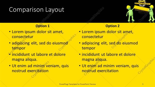 Comparison presentation slide layout