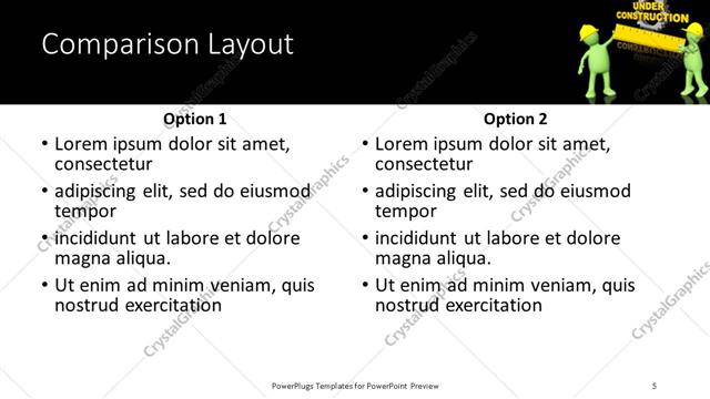 Comparison presentation slide layout