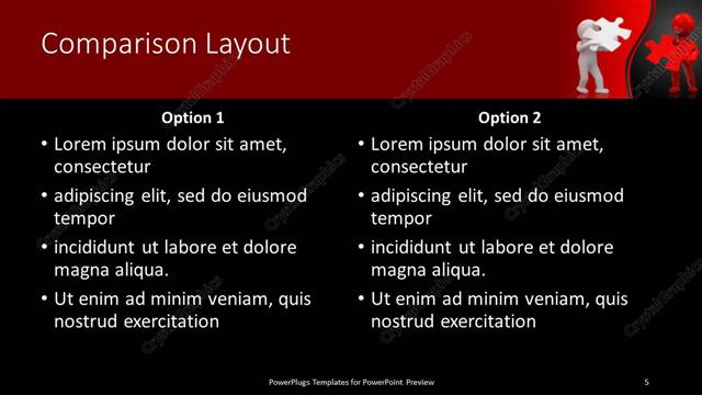 Comparison presentation slide layout