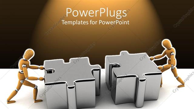  Presentation with puzzle pieces - Two figures trying to connect two puzzle pieces