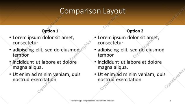 Comparison presentation slide layout