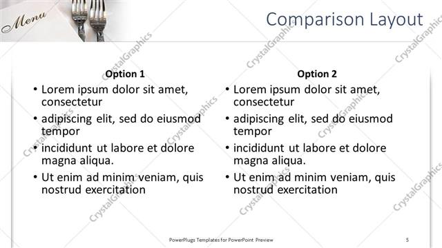 Comparison presentation slide layout