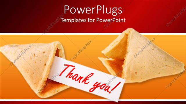  Presentation with cookie - Two fortune cookies, one empty fortune cookie and one fortune cookie with thank you on white paper