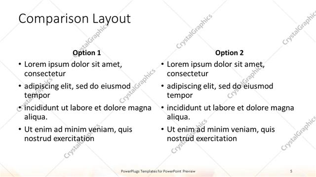 Comparison presentation slide layout