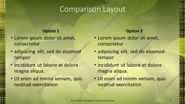 Comparison presentation slide layout