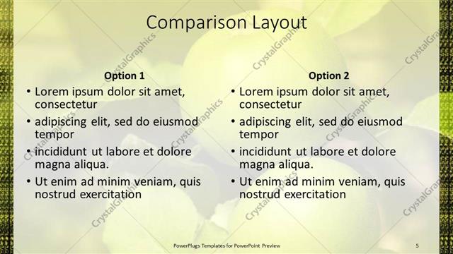 Comparison presentation slide layout