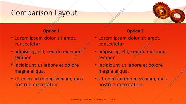 Comparison presentation slide layout