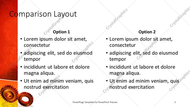 Comparison presentation slide layout