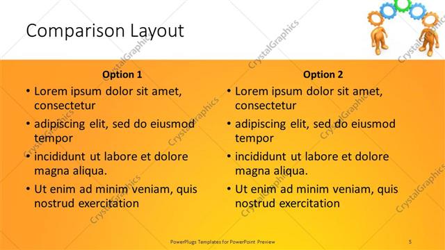 Comparison presentation slide layout