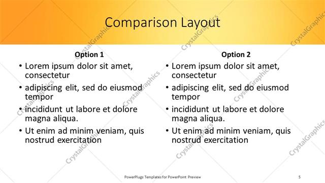 Comparison presentation slide layout