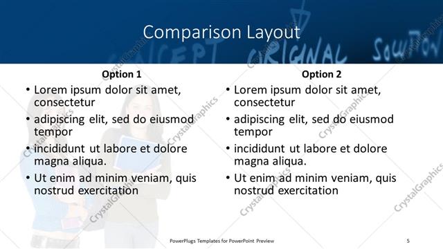 Comparison presentation slide layout