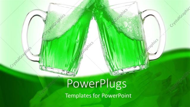  Presentation with toasting - Two glass cups toasting with green drink in both