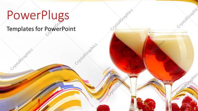  Presentation with jelly - Two glasses of raspberries with red cherries on white surface