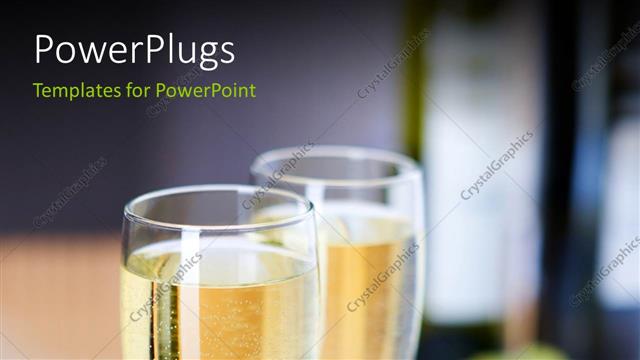  Presentation with wine - Two glasses of wine with green grapes and wine bottle