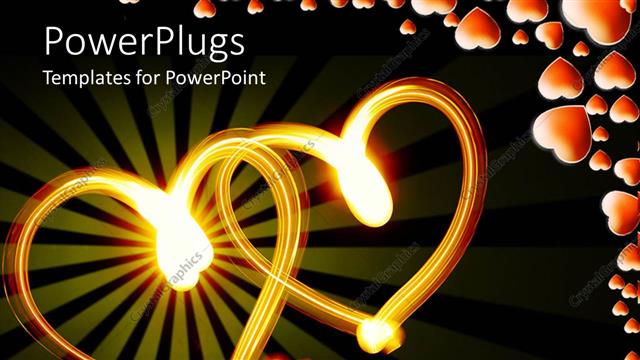  Presentation with dark - Two glowing hearts and I Love You words with hearts on dark background