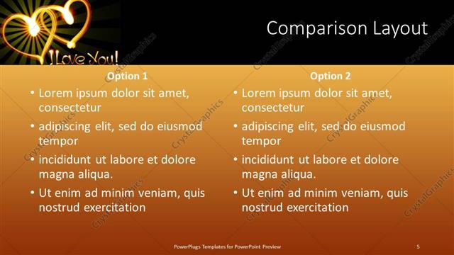 Comparison presentation slide layout