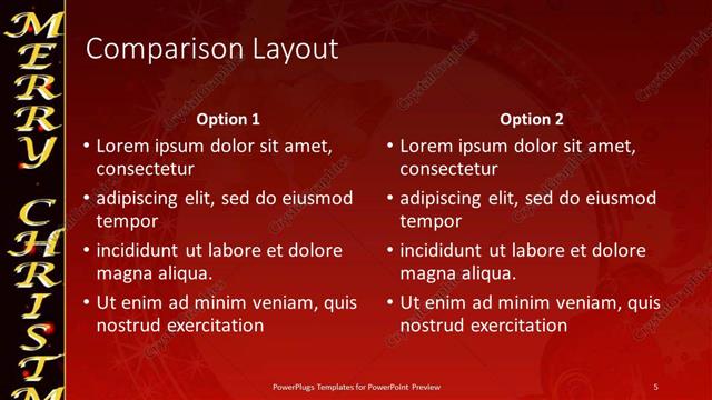 Comparison presentation slide layout