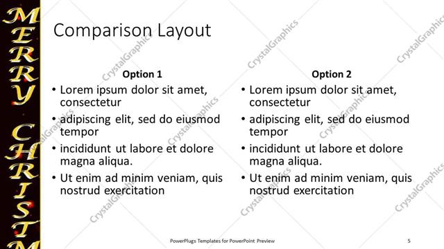 Comparison presentation slide layout