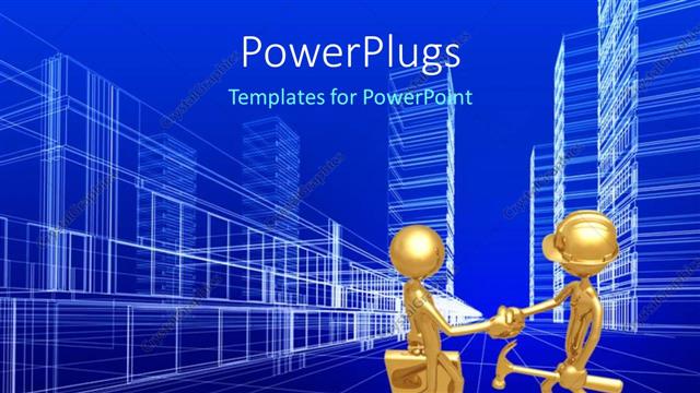  Presentation with shaking hands - Two gold colored 3D characters shaking hands in agreement