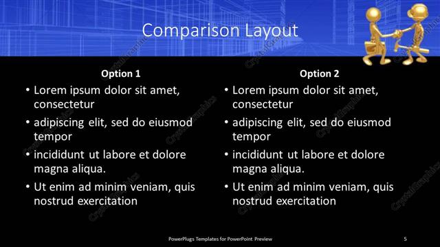Comparison presentation slide layout